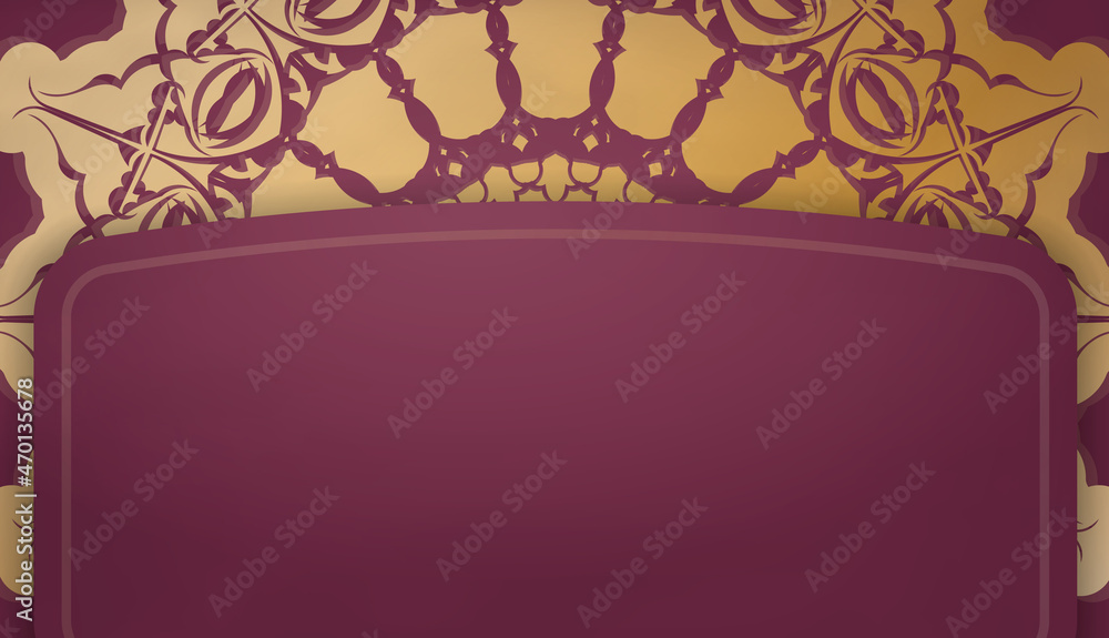 Burgundy banner with luxurious gold ornaments for logo design