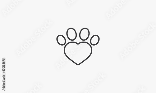line icon heart footprint isolated on white background.