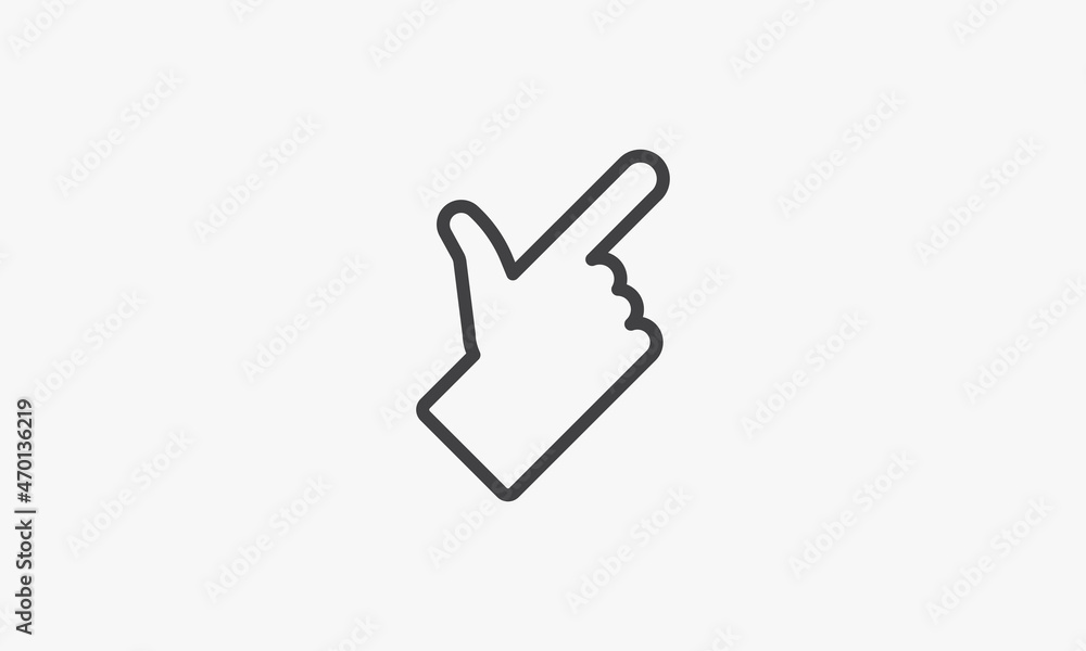 line icon finger pointing isolated on white background. line icon finger pointing isolated on white background.