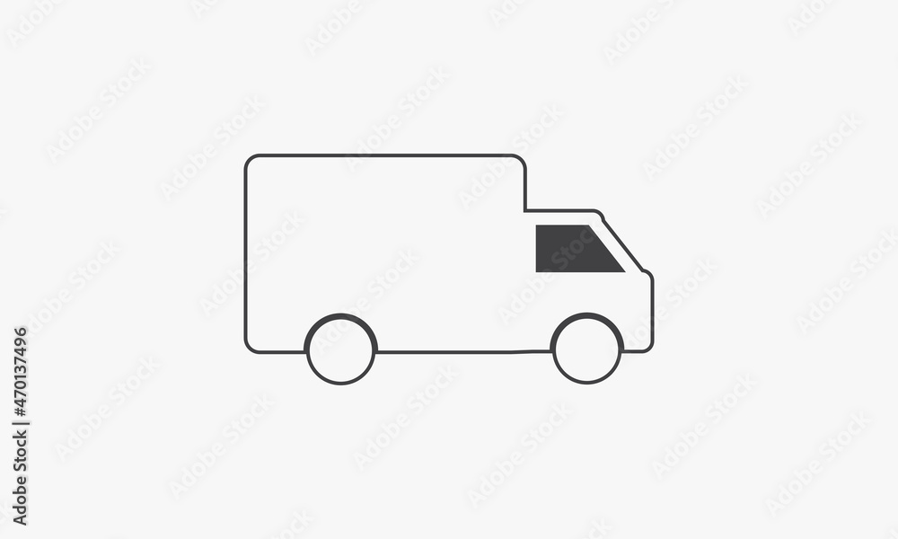 line icon truck isolated on white background.