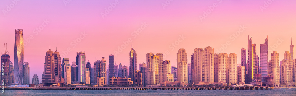 Dubai Marina bay view from Palm Jumeirah, UAE