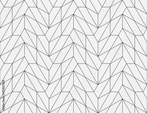 Рattern with thin straight lines and polygons on white background. Seamless linear Abstract geometric texture. Stylish background in Arabic style. Vector rapport for swatches.