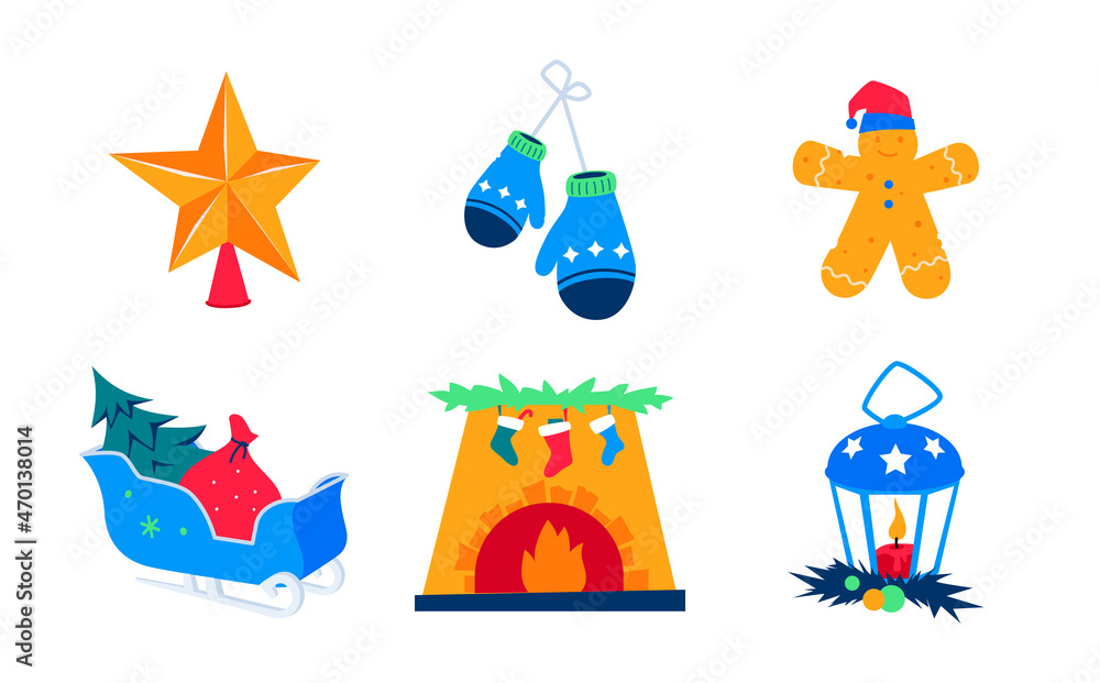 Christmas spirit - flat design colored style icons set