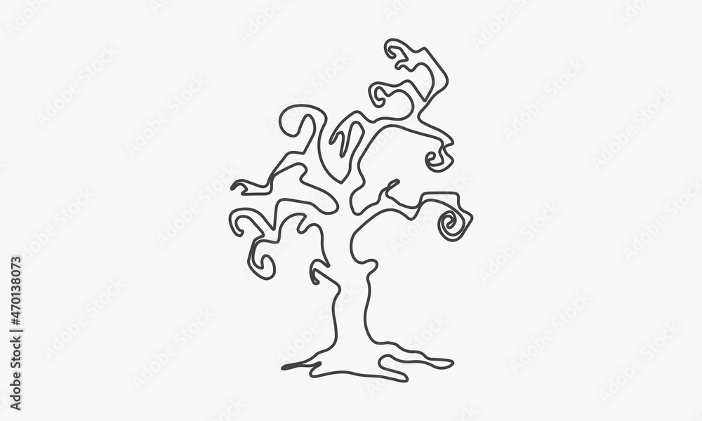 line icon tree halloween isolated on white background.