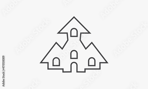 line icon castle isolated on white background.