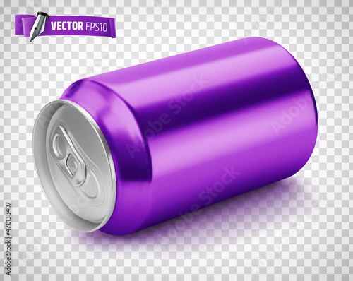 	
Vector realistic illustration of a purple soda can on a transparent background.