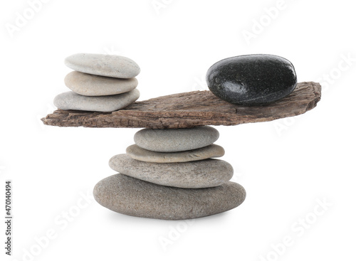 Photography Stack of stones with tree branch on white background