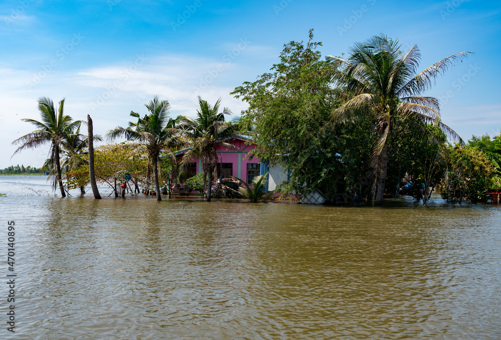 Fototapeta premium Floods, Flooded Homes, Farmland and Countryside