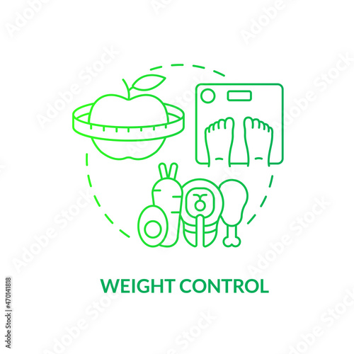Weight control green gradient concept icon. Risk of arthritis reduction abstract idea thin line illustration. Healthy food and diet. Losing weight. Vector isolated outline color drawing