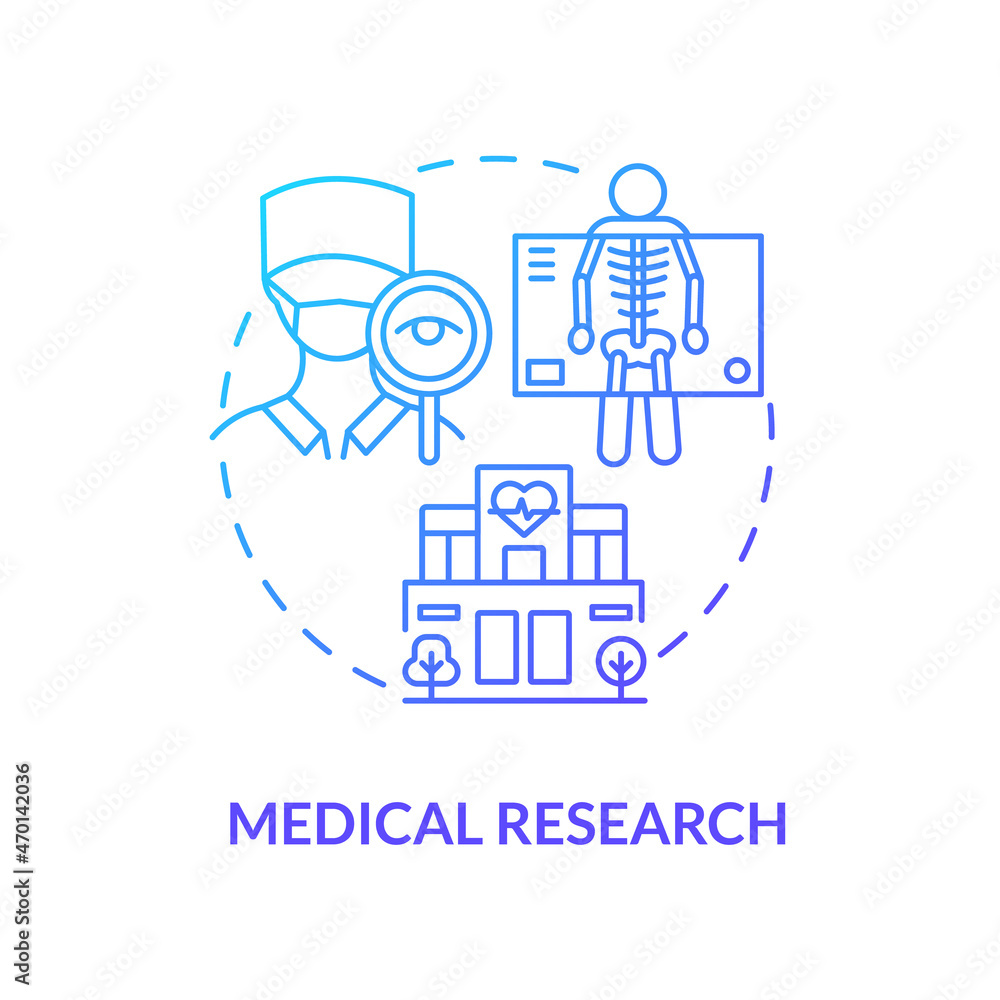 Medical research blue gradient concept icon. Arthritis clinic services abstract idea thin line illustration. Doctor checkup and examination. Diagnosis. Vector isolated outline color drawing Medical research blue gradient concept icon. Arthritis clinic services abstract idea thin line illustration. Doctor checkup and examination. Diagnosis. Vector isolated outline color drawing