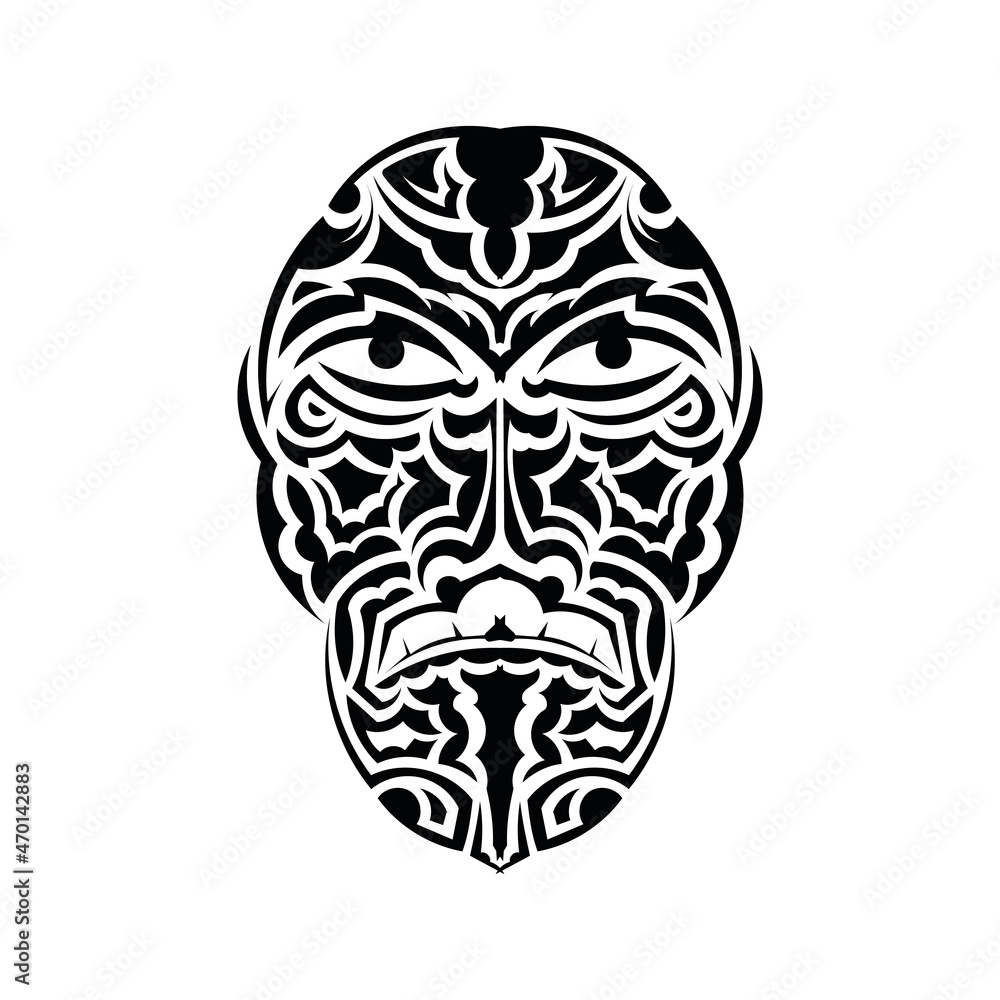 Fototapeta premium Ornate patterned illustration. Tribal tattoo skull.