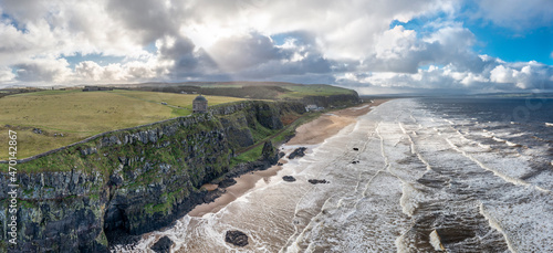 Aerial view of Downhill at the Mussenden Temple in County Londonderry in Northern Ireland photo