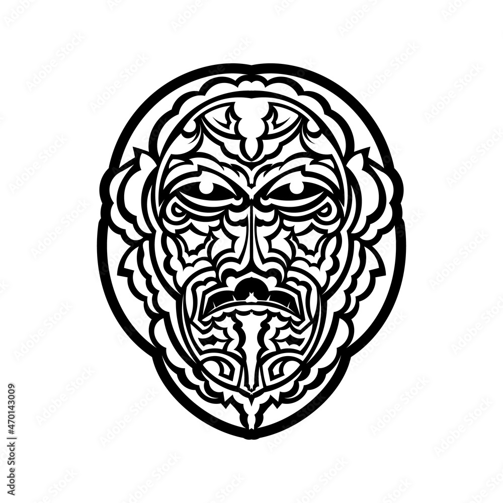 Ornate patterned illustration. Tribal tattoo skull.