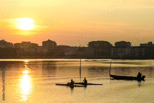 view of chiggia and sottomarina in venice at sunset photo