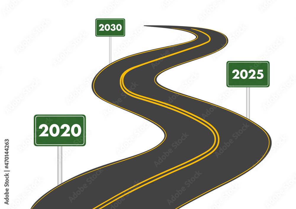 Illustration Of Roadmap From 2020 To 2025 And 2030 Stock Adobe Stock