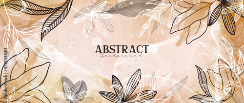 Watercolor leaves with empty space