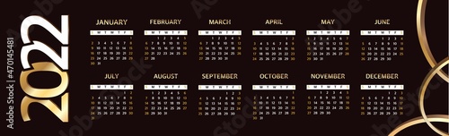 Calendar 2022 Vector stylish fashion calendar