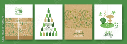 Merry Christmas green eco friendly gift card set