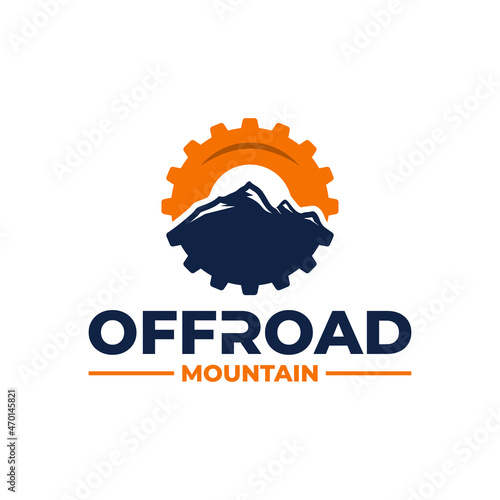 Mountain offroad logo icon vector template. Simple design of offroad car tire logo with mountain.
