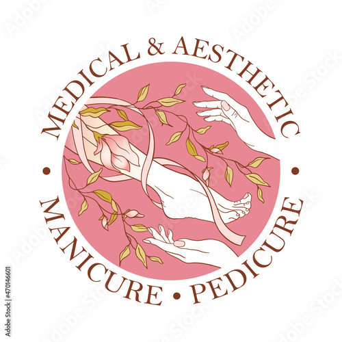 logo nail master, manicure, pedicure, business card, simple stylish icons for spa beauty salons, foot care