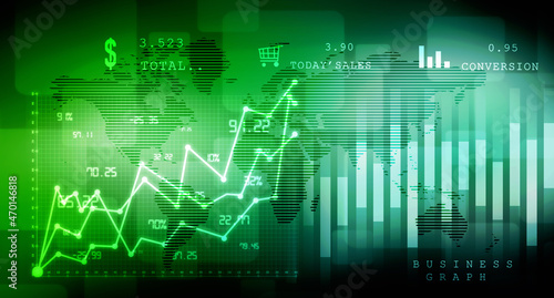 2d rendering Stock market online business concept. business Graph 