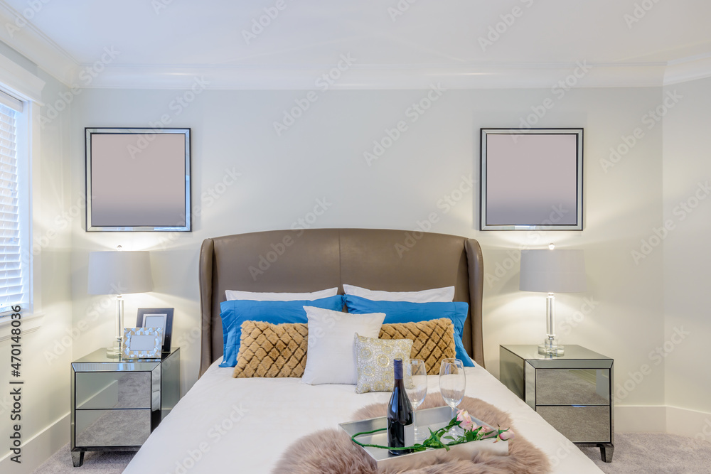 Fototapeta premium Beautiful and modern home and hotel bedroom interior design.