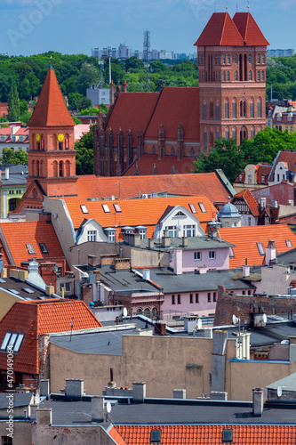 Torun. Aerial view of the old city on a sunny day.