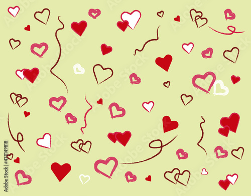 Modèle avec coeurs rouges et blancs de circuit différent. Fond de coeurs Saint-Valentin. Emballage. Papier cadeau. Vecteur. Illustration. 