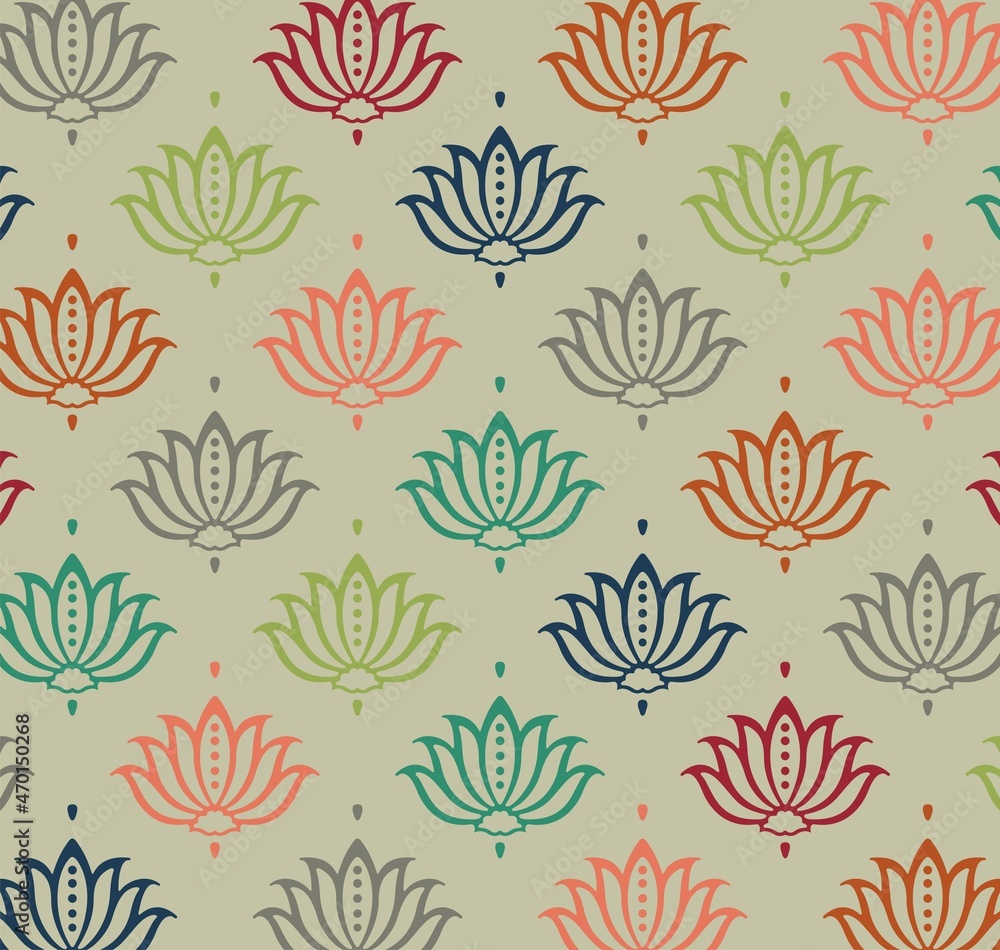 Colorful water lilies, wedding card design, royal India Colorful water lilies, wedding card design, royal India