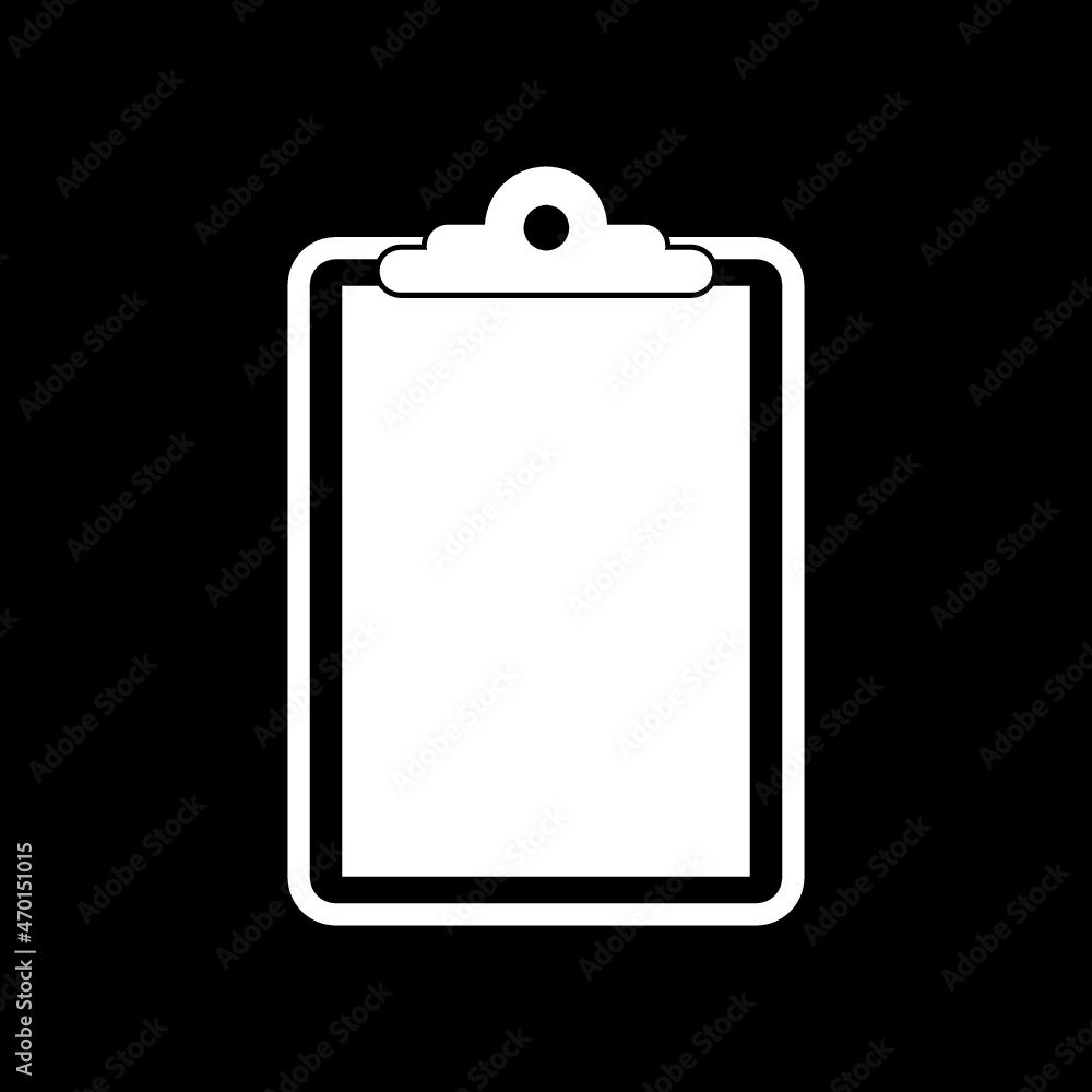 Blank Checklist clipboard icon isolated on dark background Blank Checklist clipboard icon isolated on dark background