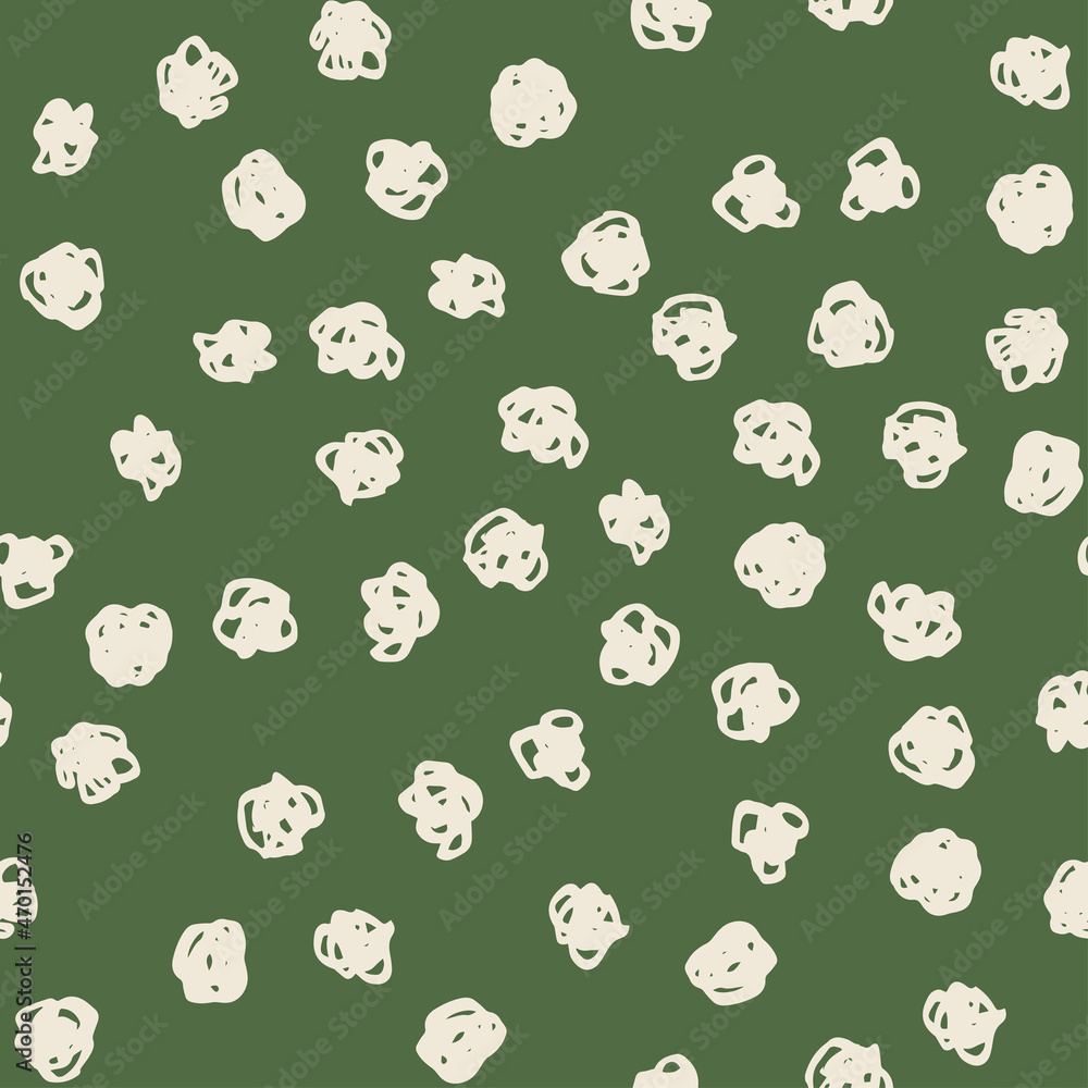 Polka dot beige abstract seamless pattern on green background. Vector design for textile, backgrounds, clothes, wrapping paper, web sites and wallpaper. Fashion illustration seamless pattern. Polka dot beige abstract seamless pattern on green background. Vector design for textile, backgrounds, clothes, wrapping paper, web sites and wallpaper. Fashion illustration seamless pattern.