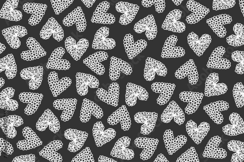 Doodle hearts in seamless pattern for Valentine's day background