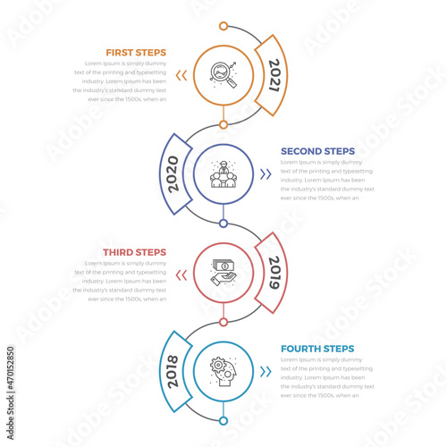 Vertical Timeline Infographics with 04 Steps