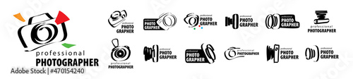 A set of vector logos for the photographer on a white background