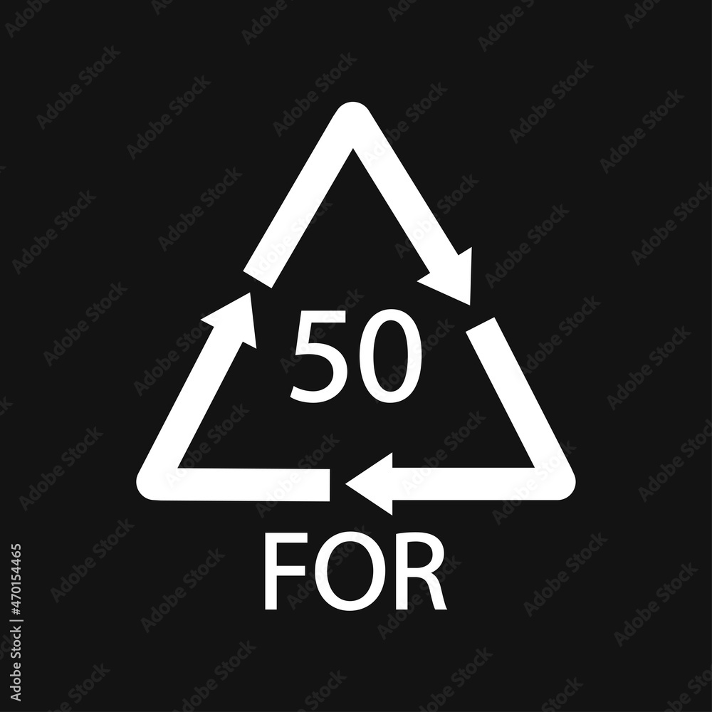 Bio material recycling code 50 FOR. Black Vector Illustration Bio material recycling code 50 FOR. Black Vector Illustration
