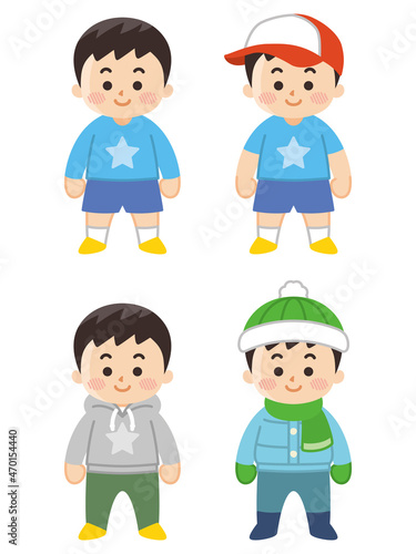 季節毎のコーディネート　服装　男の子