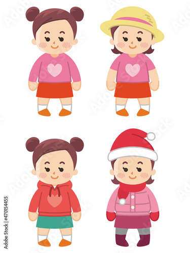 季節毎のコーディネート　服装　女の子