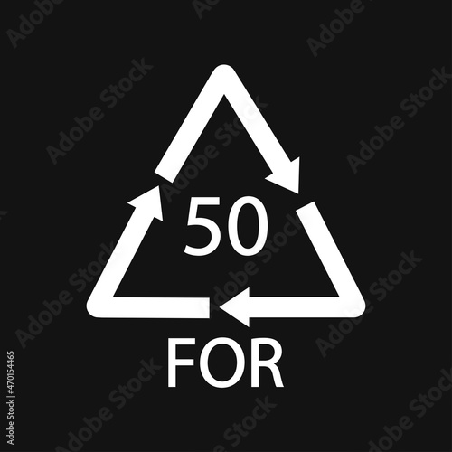 Bio material recycling code 50 FOR. Black Vector Illustration