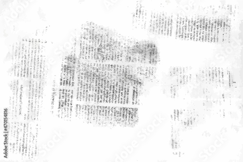 Fondo de textura de periódico, textura de letras ilegibles sobre papel. Fondo vectorizado con espacio para texto