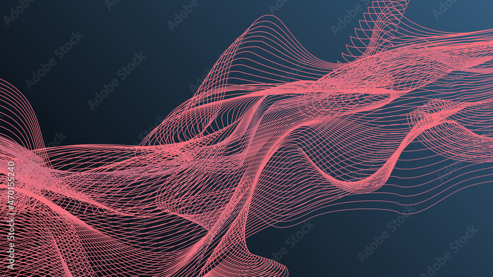 Abstract wavy tangled lines digital vector art.