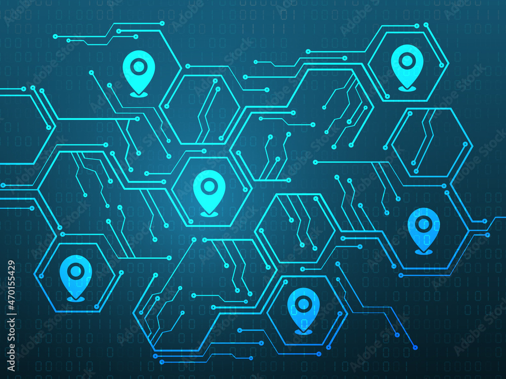 Obraz premium 2d illustration map pointer connected