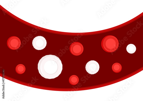 Blood vessel cartoon vector. Red and White Blood cell cartoon vector.