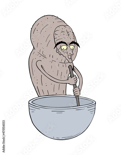 Cartoon creature cooking