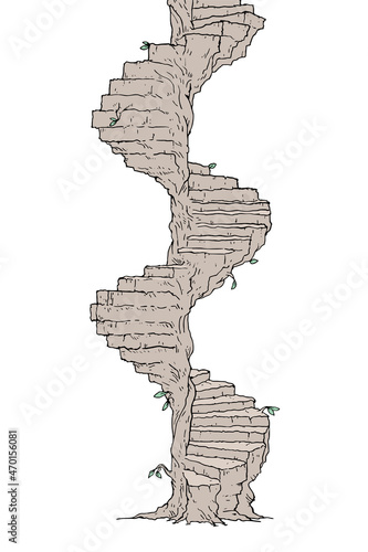 Fantasy stairs hand draw illustration