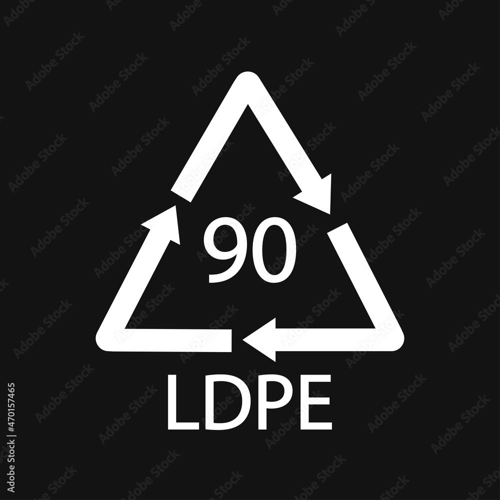 Composites recycling symbol LDPE 90. Black Vector illustration Composites recycling symbol LDPE 90. Black Vector illustration