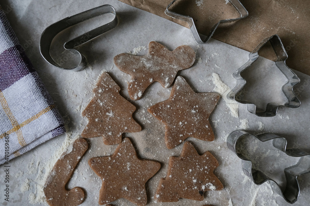Cooking gingerbread cookies. Seasonal traditional pastries Cooking gingerbread cookies. Seasonal traditional pastries