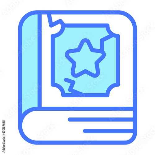 Halloween book vector blue outline icon.