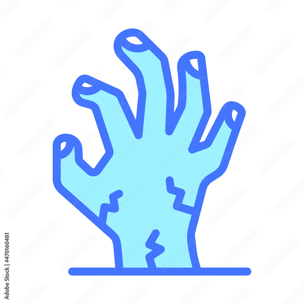 zombie hand vector blue outline icon. zombie hand vector blue outline icon.