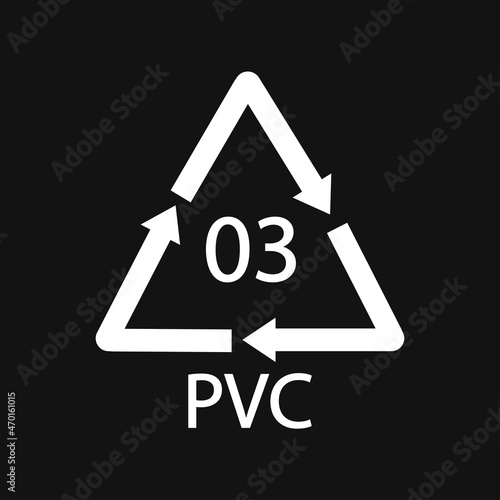 High-density Polyethylene 03 PVC Black Icon Symbol