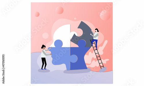Brain on head with woman with puzzle: Psychology brain vector illustration Post